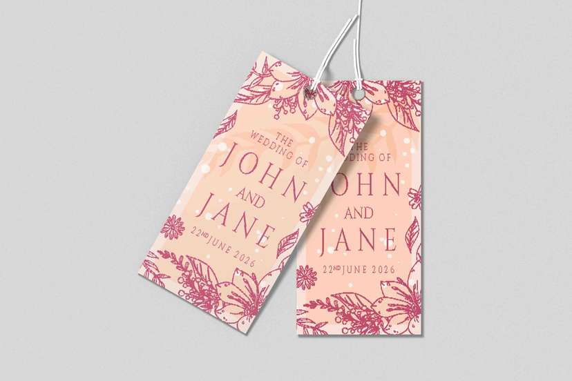 Hang Tag Save The Date Floral Gold - Image 1