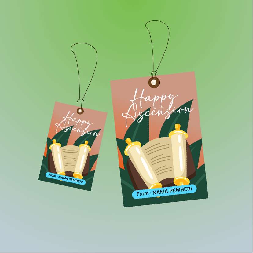 Hangtag Happy Ascension dengan Gulungan Kitab Suci - Image 1