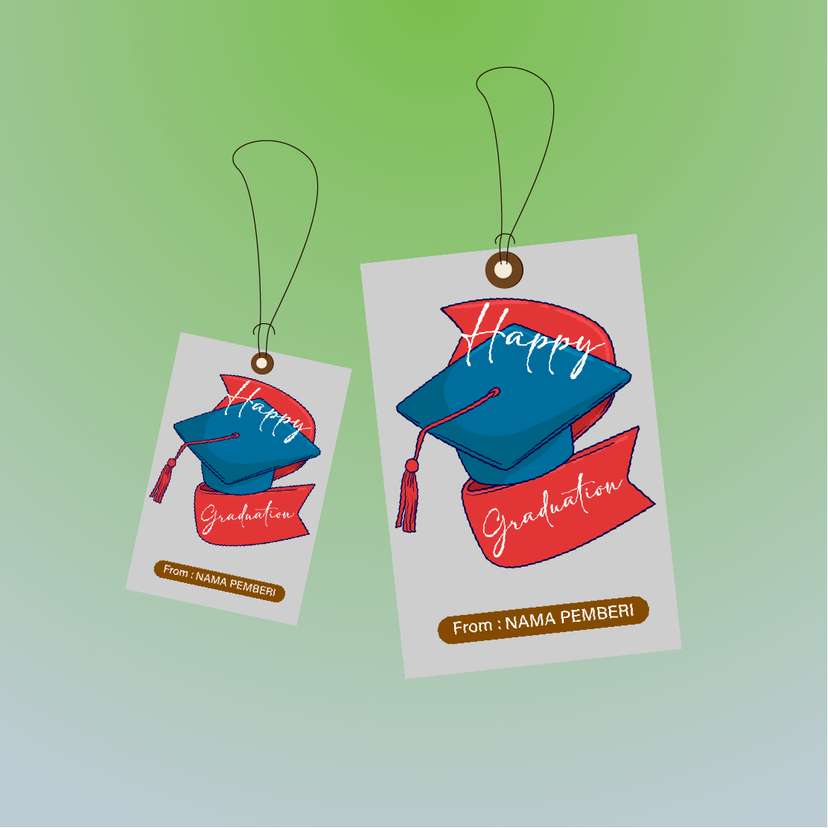 Hangtag Graduation dengan Pita dan Topi Toga - Image 1