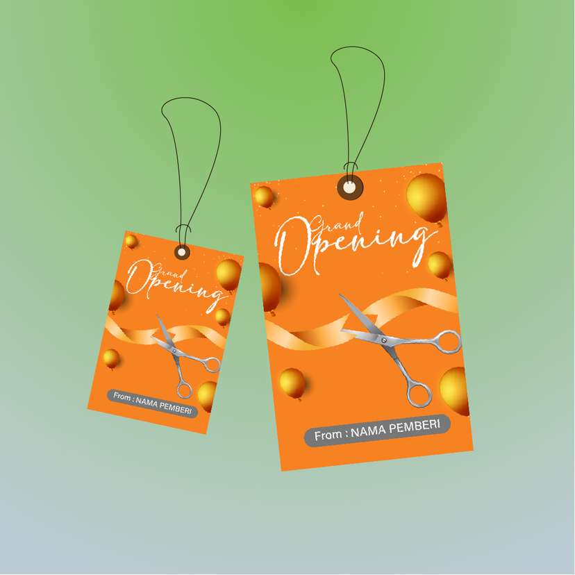 Hangtag Grand Opening dengan Pita dan Gunting - Image 1