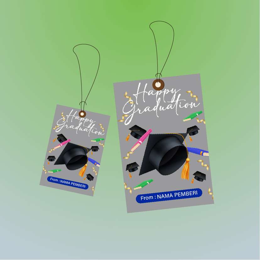 Hangtag Graduation Toga Hitam & Alat Tulis - Image 1