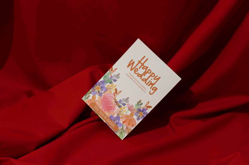 Kartu Ucapan Pernikahan Floral Elegan dengan Nuansa Kaligrafi - Image 1