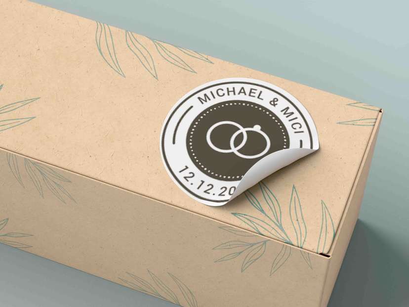 Stiker Wedding Monogram Cincin Minimalis - Image 1