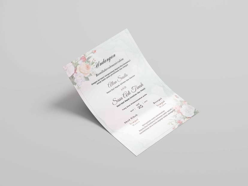 Undangan Pernikahan Elegan dengan Sentuhan Floral Pastel - Image 1