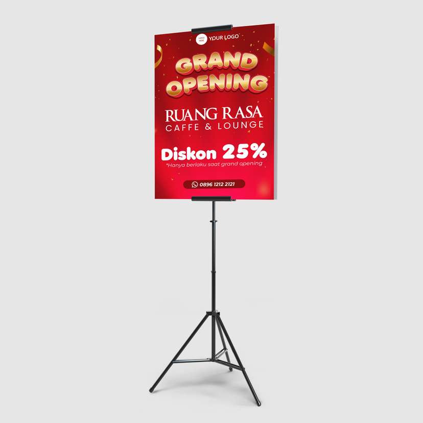 Foamboard Sign Stand Promo Grand Opening Merah Cerah - Image 1