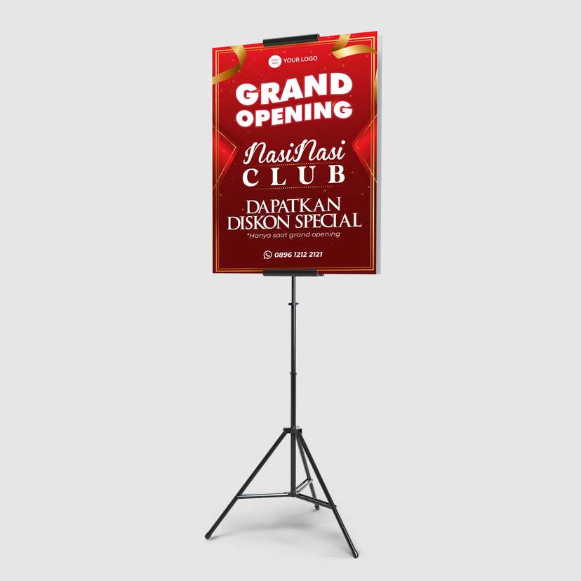 Foamboard Sign Stand Promo Grand Opening Merah Bold - Image 1