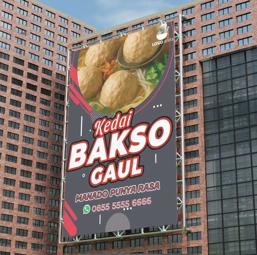 Baliho Kedai Bakso Gaul – “Manado Punya Rasa vertikal - Image 1
