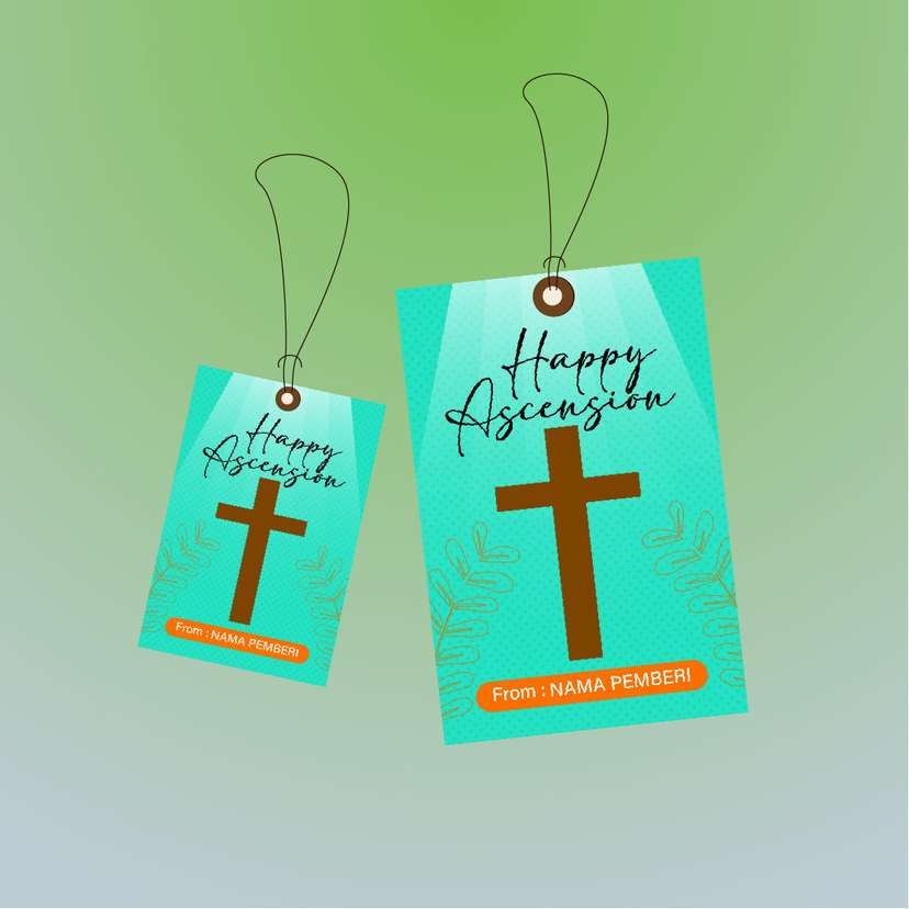 Hangtag Salib dan Daun dalam Sinar Cahaya - Image 1