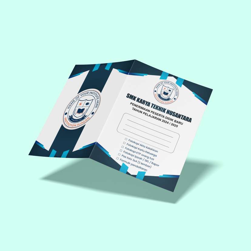 Map Folder Dengan Design Putih Blok Biru Vertikal - Image 1