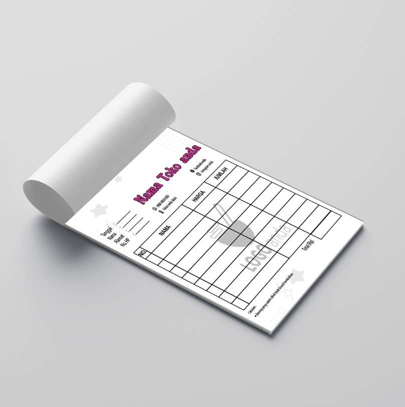 Desain Nota Take Order Ceria dengan Aksen Ungu dan Elemen Bintang - Image 1