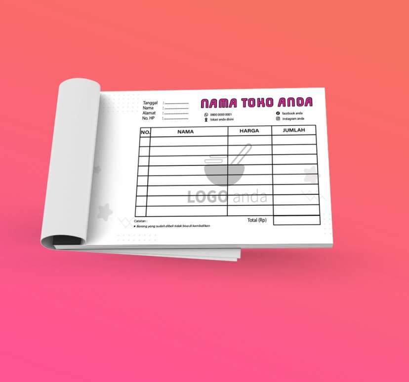 Desain Nota Take Order Ceria dengan Aksen Ungu dan Elemen Bintang - Image 1