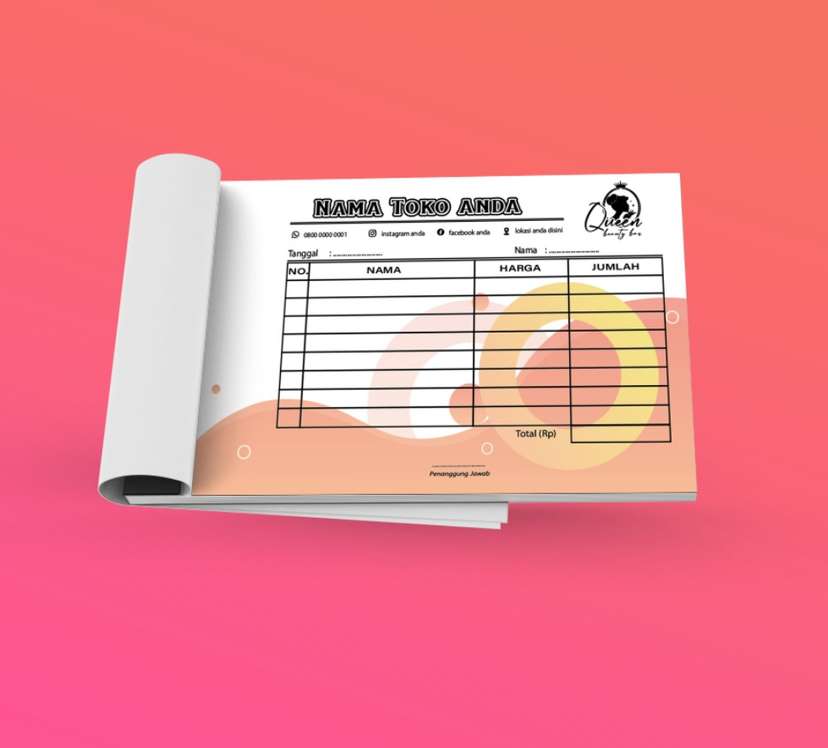 Desain Nota Usaha Fashion & Aksesoris – Tema orange Pastel Estetik - Image 1