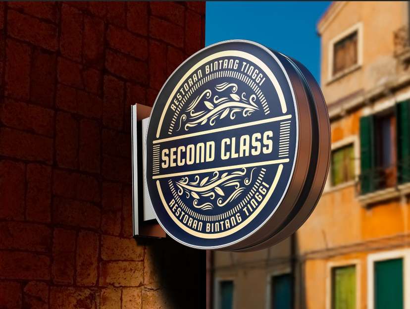Neon Sign Box Second Class Restoran Bintang Tinggi dengan Gaya Vintage Ornamental - Image 1