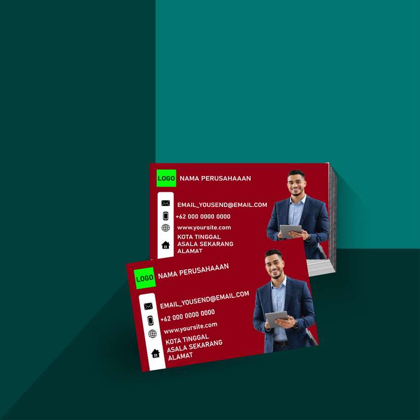 Kartu Nama Merah Marun dan Hijau Neon yang Mencolok - Image 1