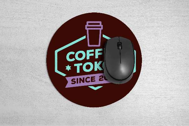 Mousepad Bulat Coffee Toko Retro Neon Style - Image 1