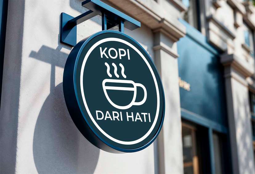 Neon Box Jualan Kopi Elegan Nuansa Biru - Image 1