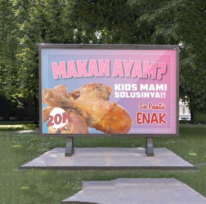 Baliho Kios Mami – Makan Ayam So Pasti Enak Cuma 20K - Image 1