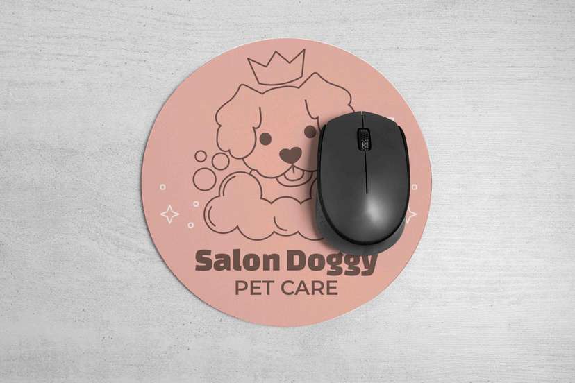Mousepad Bulat Custom Desain Salon Doggy - Image 1
