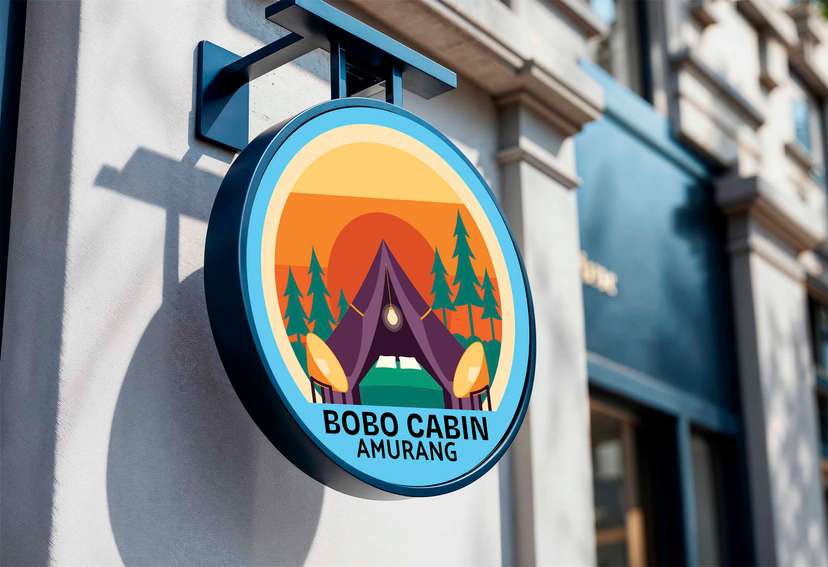 Neon Box Bobo Cabin dengan Ilustrasi Alam dan Kabin Tenda - Image 1