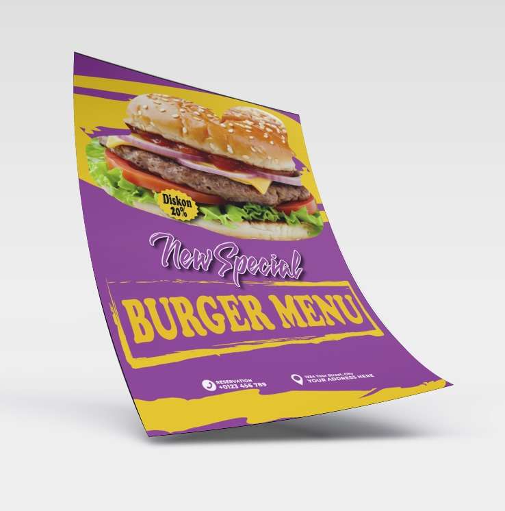 Flyer Promo Burger Menu New Special Diskon 20% - Image 1