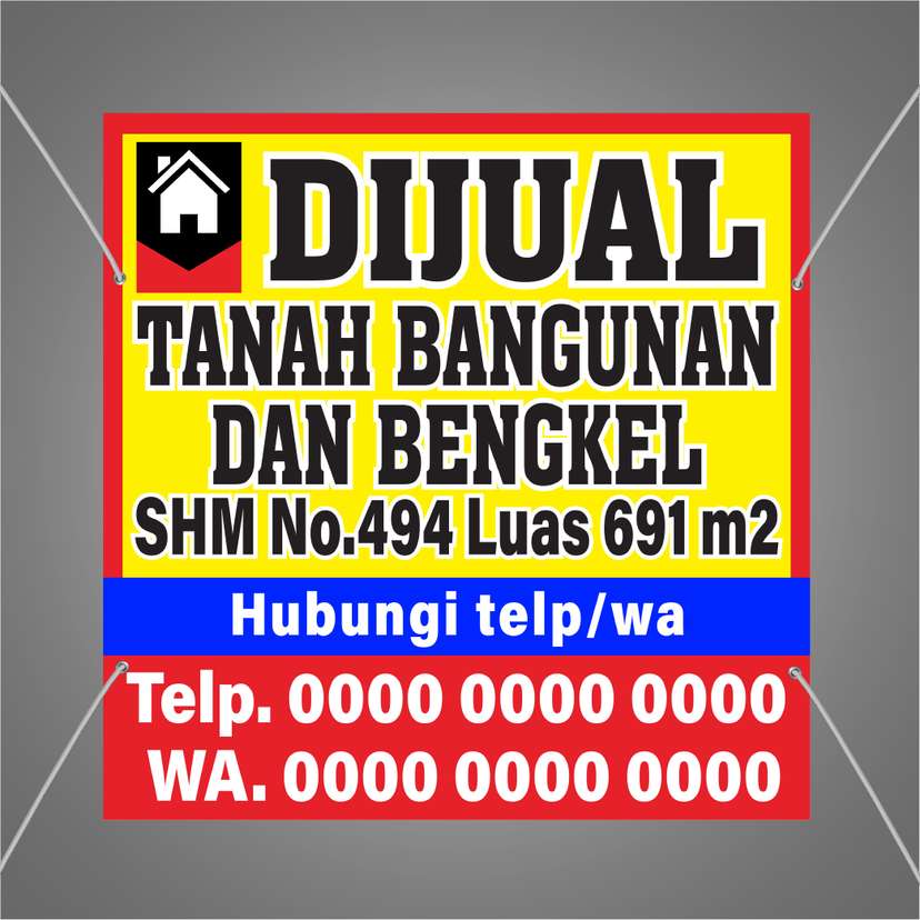 Baliho Dijual Tanah Bangunan Bengkel - Image 1