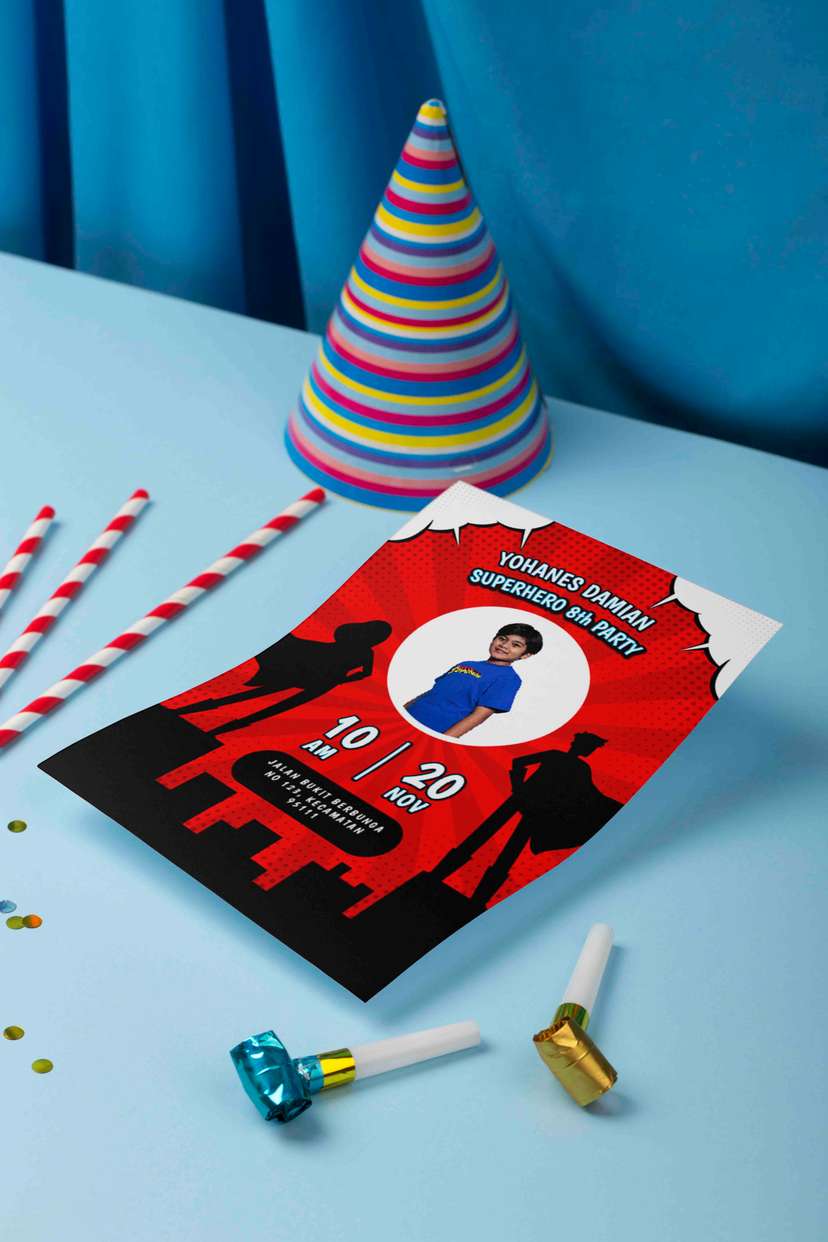 Undangan Ulang Tahun Anak Tema Superhero - Image 1