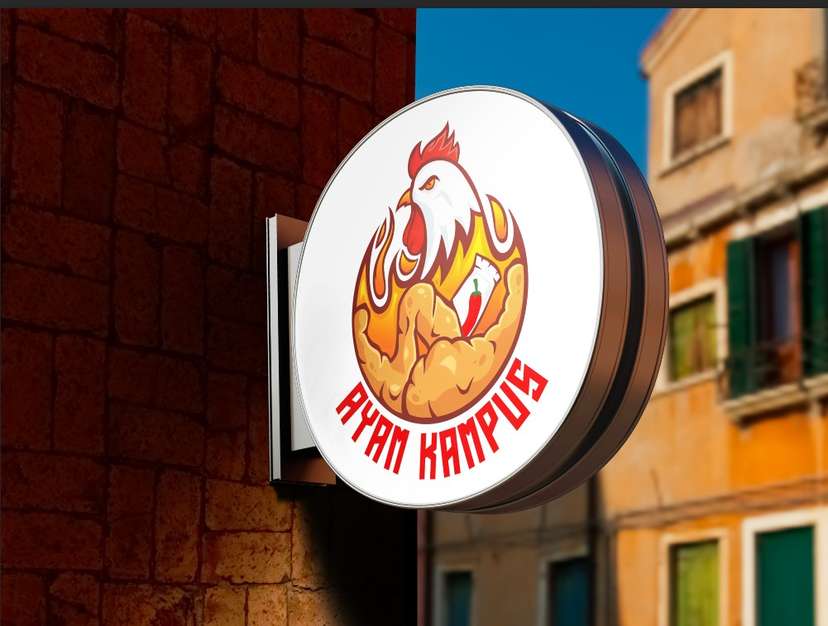 Sign Box Ayam Kampus Logo Maskot Pedas Keren - Image 1