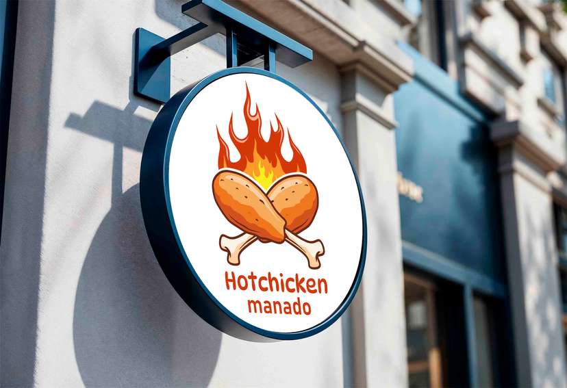 Neon Box Hot Chicken Logo Ayam Pedas Api Menyala - Image 1