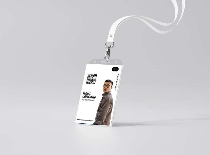 ID Card Perusahaan Putih Minimalis dengan QR Code - Image 1