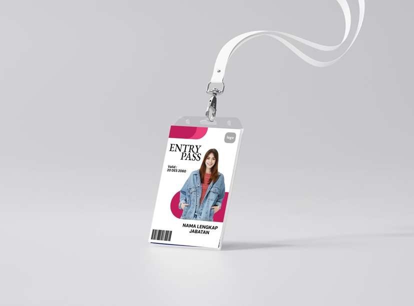 ID Card Entry Pass Pink White Minimalis - Image 1