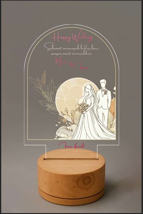 Dream LED Wedding Couple Minimalist Botanical Art - Image 1