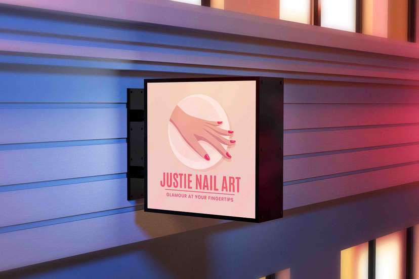 Neon Box Kotak Nail Art Desain Feminim dengan Ilustrasi Tangan Cantik - Image 1