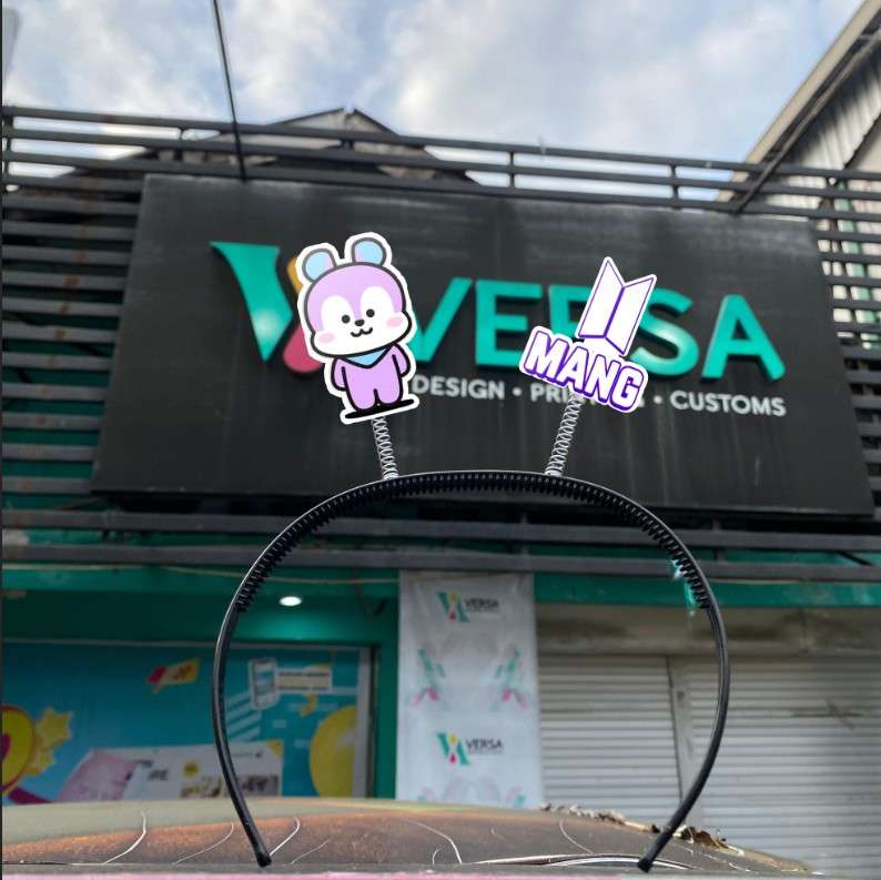 Bando Tuing-Tuing Karakter Beruang Ungu Cute - Image 1