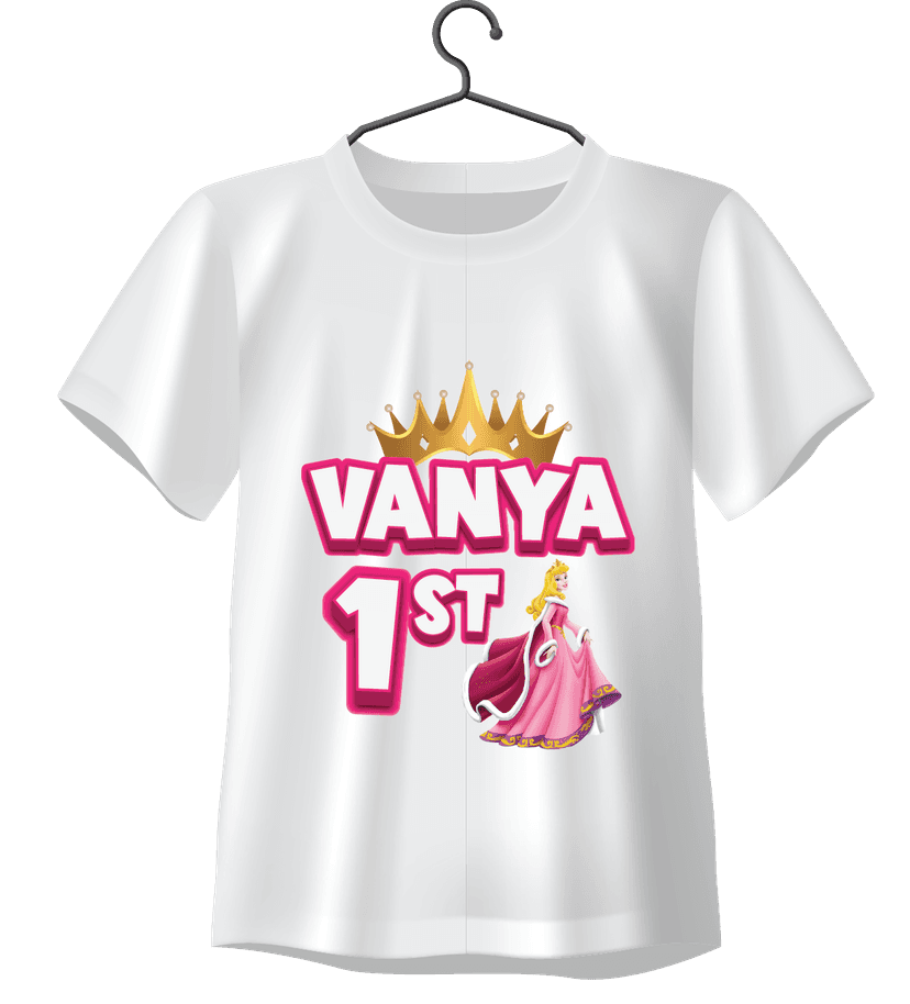 Kaos Ulang Tahun Vanya 1st dengan Desain Putri dan Mahkota - Image 1
