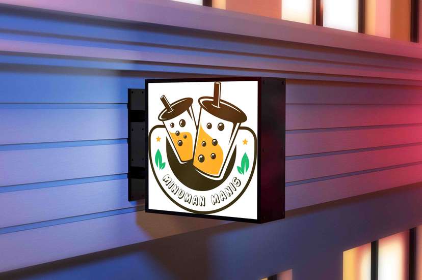 Neon Box Minuman Manis Desain Dua Cup Boba - Image 1