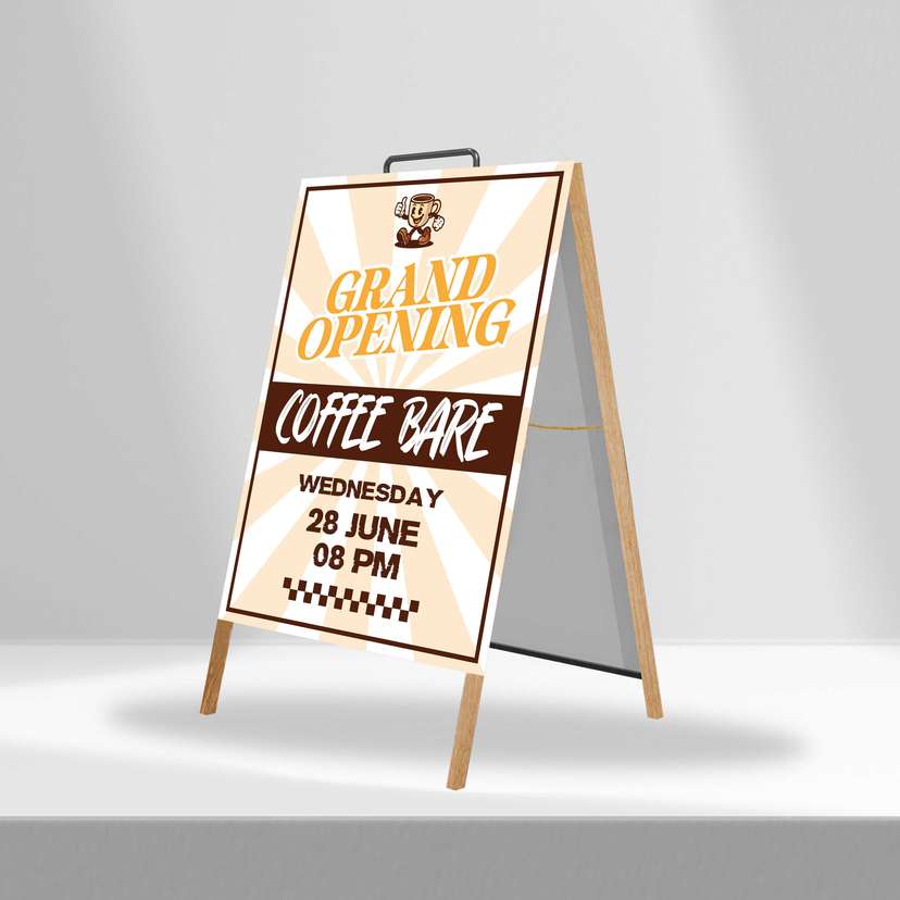 Triangle Stand Banner Kayu Opening Coffee Bare - Image 1