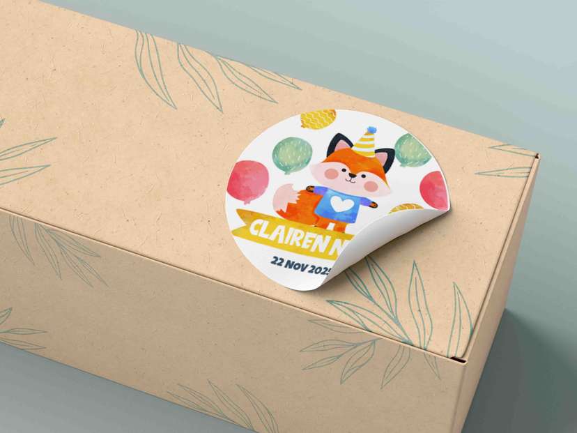 Sticker Ulang Tahun Tema Fox dan Balon - Image 1