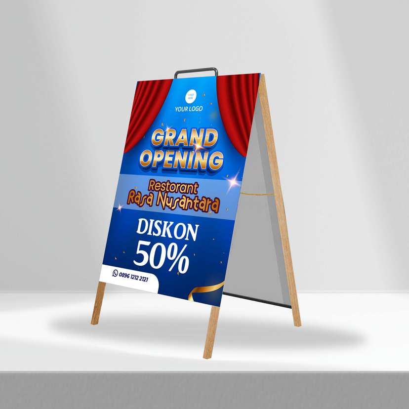 Triangle Stand Banner Kayu Opening Rasa Nusantara - Image 1