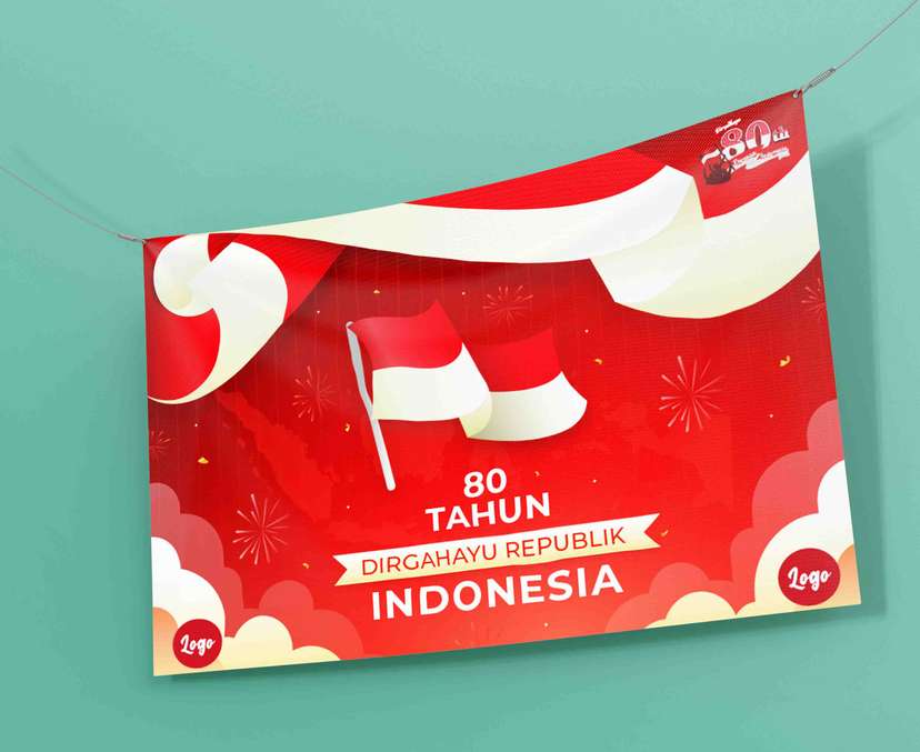 Baliho Kemerdekaan Ke 80 Ilustrasi Bendera - Image 1