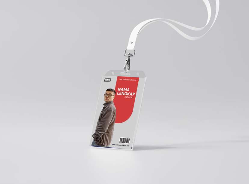 ID Card Merah Putih Profesional Tampilan Clean & Formal dengan Barcode - Image 1