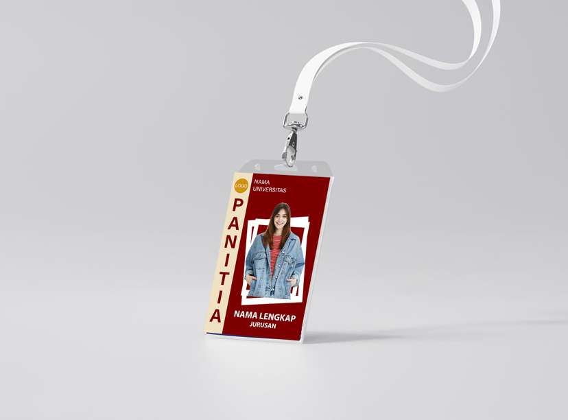 ID Card Panitia Mahasiswa Desain Merah Maroon Elegan untuk Acara Kampus - Image 1
