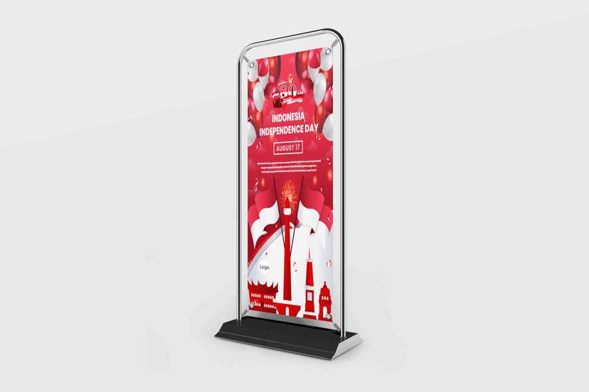 Door Frame Banner 80 Tahun RI Nuansa Kota & Bendera Merah Putih yang Semarak - Image 1