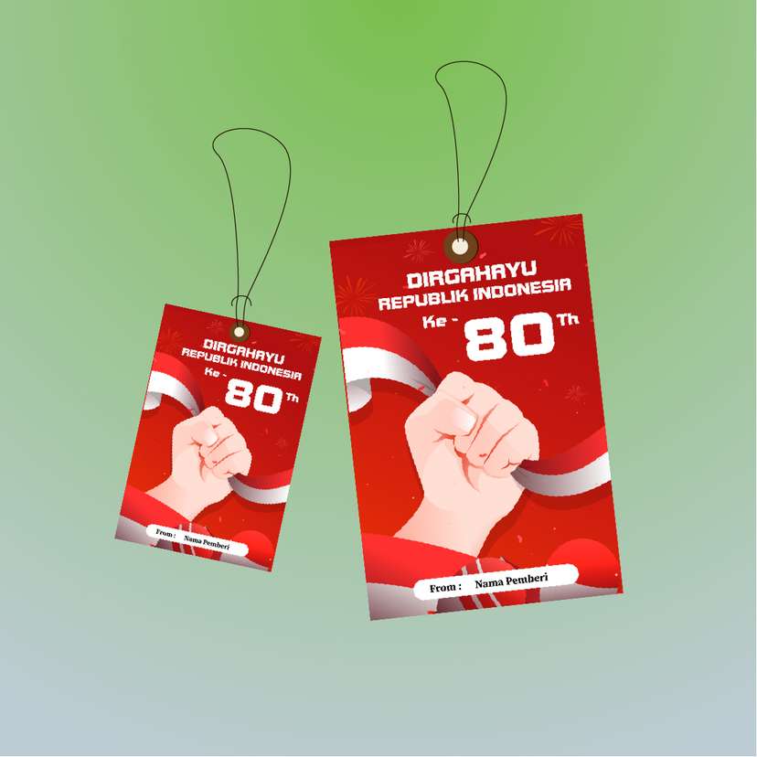 Hangtag Dirgahayu RI Gaya Elegan Bendera Berkibar - Image 1