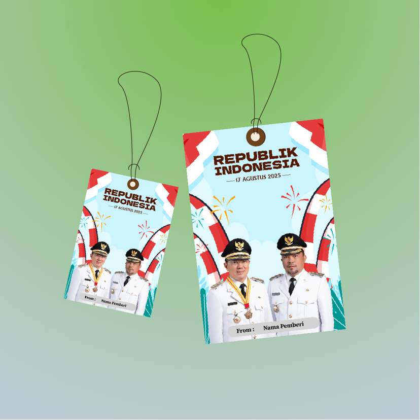 Hangtag Meriah Kemerdekaan Membawa Bendera - Image 1