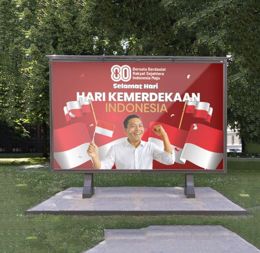 baliho kemerdekaan berkibar bendera merah putih - Image 1