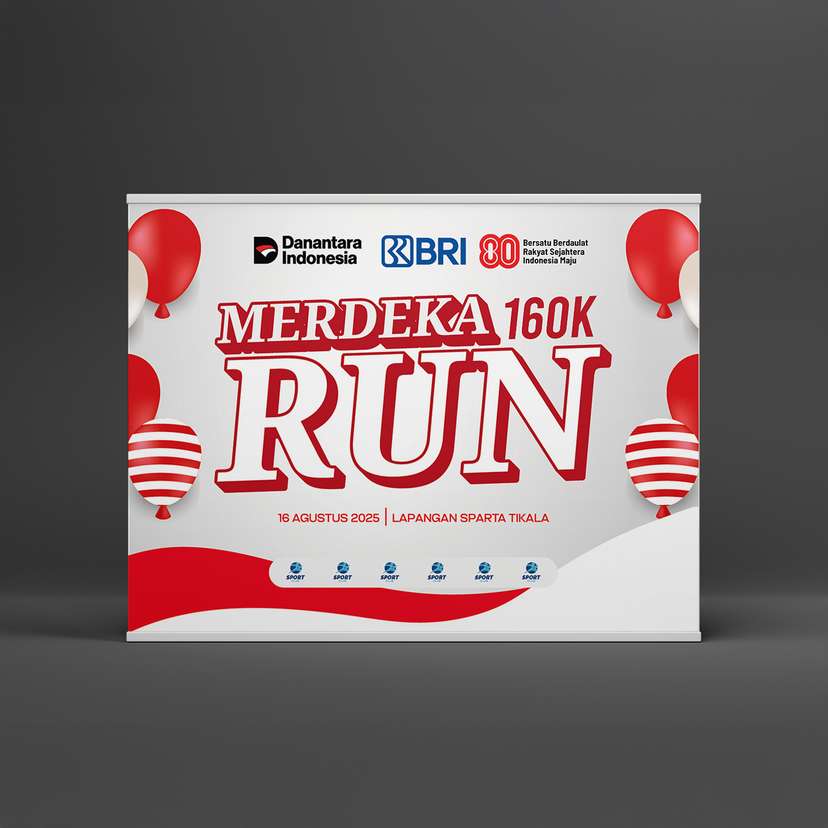 Backdrop Kemerdekaan Merdeka Run Balon Merah Putih - Image 1