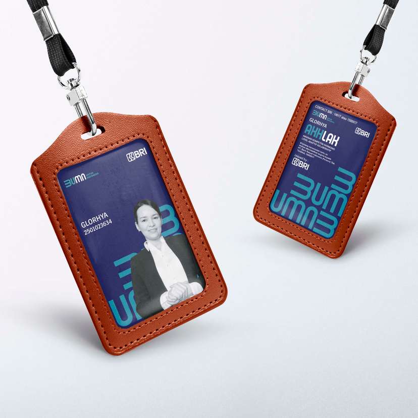 ID Card Perusahaan Negara Bidang Bank Biru Tua Dengan Foto - Image 1