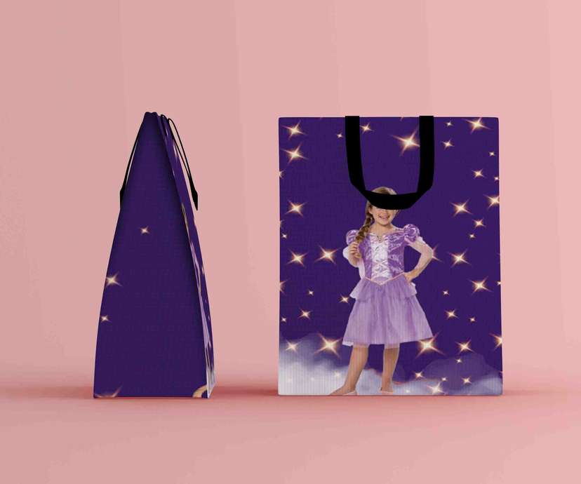 Paper Bag Ulang Tahun Tema Rapunzel Background Ungu - Image 2