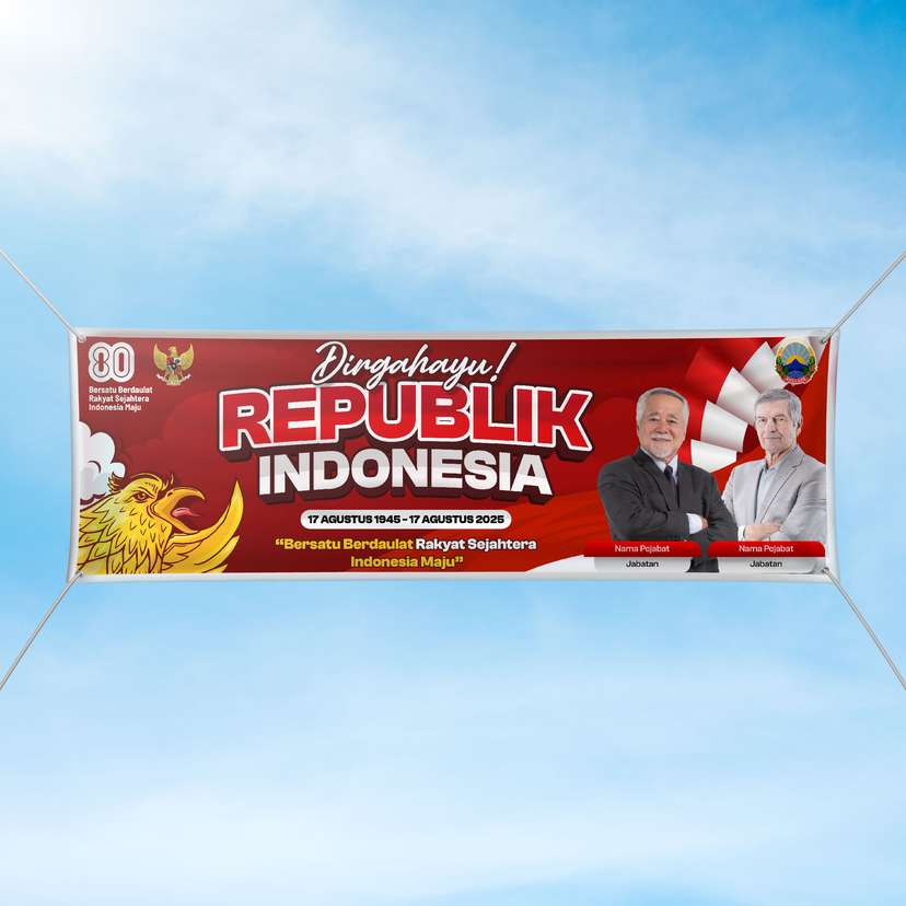 Baliho HUT RI 80 Tahun Minimalis dengan Foto Pejabat Ganda - Image 1
