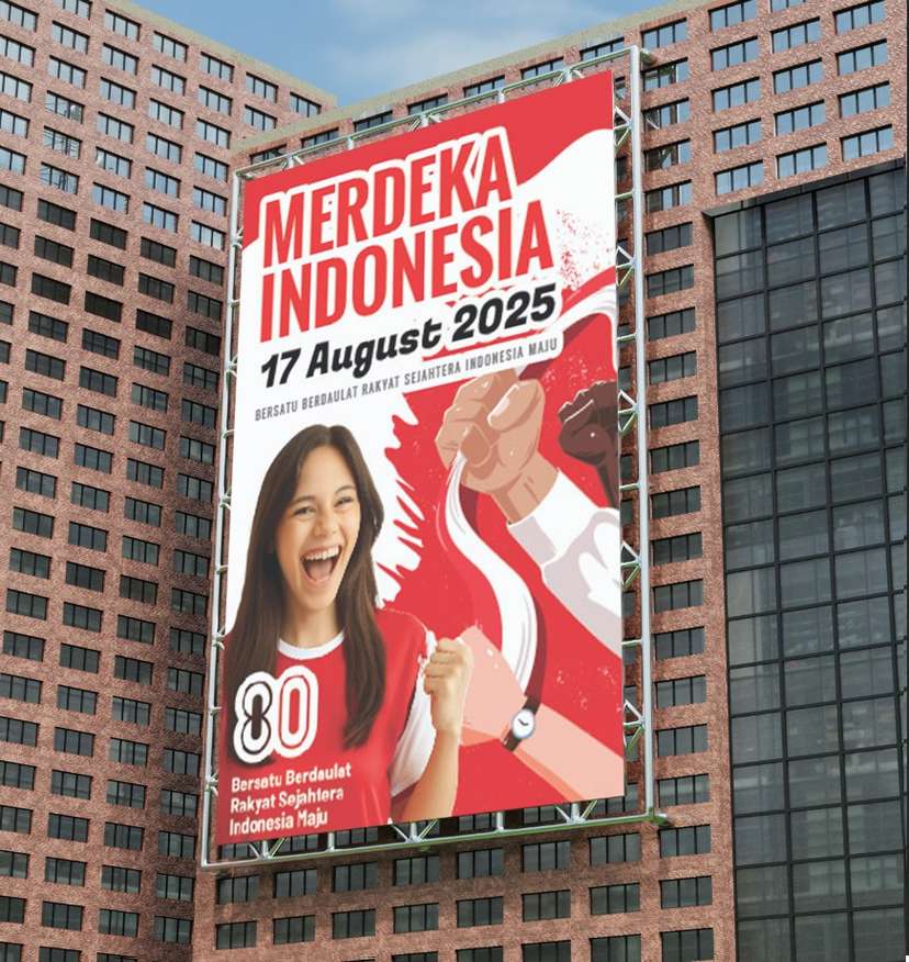 Baliho Kemerdekaan Indonesia dengan Semangat Juang Tinggi - Image 1